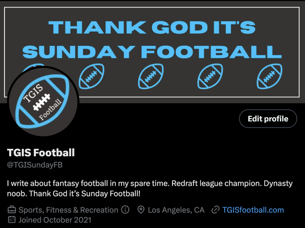 TGIS football twitter information